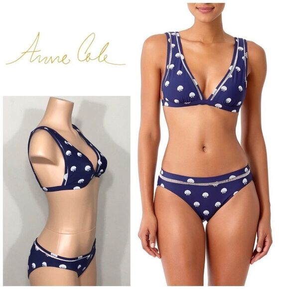 New. ANNE COLE Shell bikini set. M-bottom/L-top. NWT - Picture 1 of 11